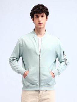 Flying Machine - Typography Relaxed Fit Sea Blue Sweatshirt