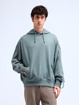 Flying Machine - Solid Oversized Fit Blue Sweatshirt