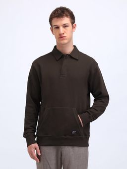 Flying Machine - Brand Embossed Relaxed Fit Brown Sweatshirt