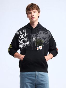 Flying Machine - Graphic Printed Regular Fit Black Sweatshirt