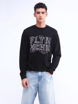 Flying Machine - Brand Fit Crew Neck Black Sweatshirt
