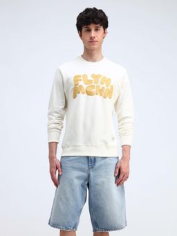 Flying Machine - Logo Regular Fit White Sweatshirt