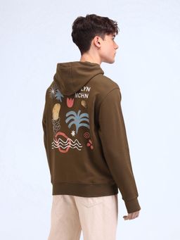 Flying Machine - Relaxed Fit Graphic Brown Sweatshirt