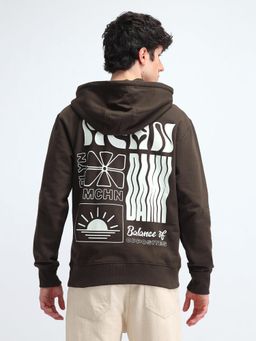 Flying Machine - Brand Printed Relaxed Fit Brown Sweatshirt
