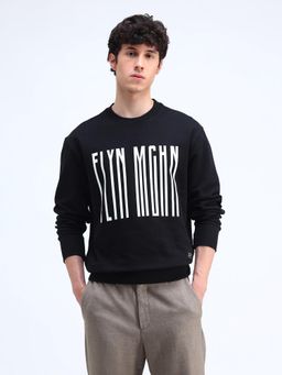 Flying Machine - Relaxed Fit Printed Black Sweatshirt