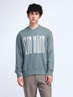 Flying Machine - Relaxed Fit Printed Blue Sweatshirt