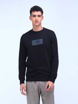 Flying Machine - Regular Crew Neck Black Sweatshirt