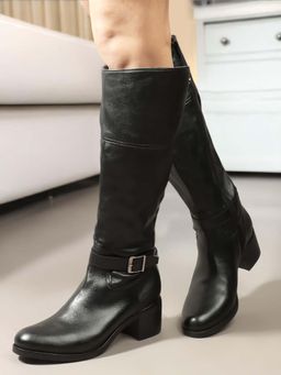Carlton London - Black High Top Zip Women Casual Boots