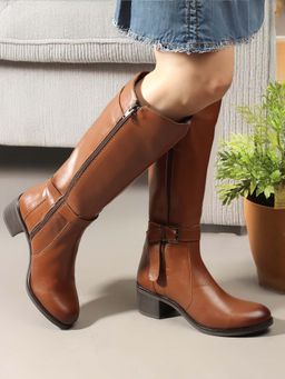 Carlton London - Tan High Top Zip Women Casual Boots