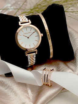 Joker and Witch - Joker & Witch White Stainless Steel Watch and Bracelet With Ring (Set of 3)