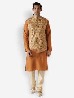 KISAH - Men Cream Kurta Jacket (Set of 3)