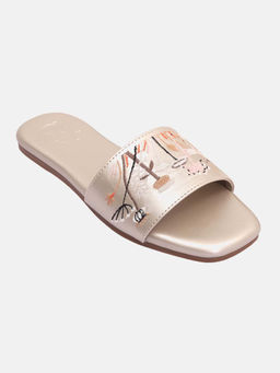 Elevato Basics - Women Embroidered Beige Flats