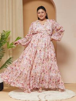 Miss Chase - A+ Curve Collection Plus Size Womens Pink Maxi Dress