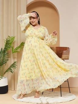 Miss Chase - A+ Curve Collection Plus Size Womens Lime Yellow Maxi Dress