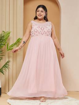 Miss Chase - A+ Curve Collection Plus Size Womens Dusty Pink Sleeveless Dress