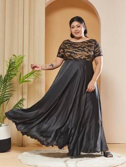 Miss Chase - A+ Curve Collection Plus Size Womens Black Short Sleeve Dress