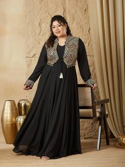 Miss Chase - A+ Curve Collection Plus Size Womens Black Maxi Dress