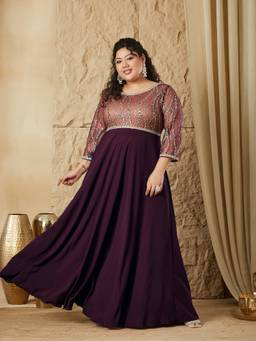 Miss Chase - A+ Curve Collection Plus Size Womens Purple Square Neck Half Dress
