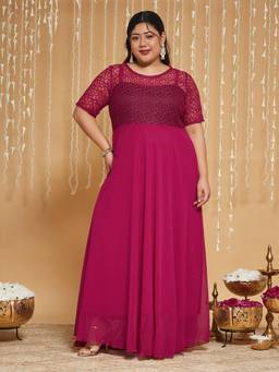 Miss Chase - A+ Curve Collection Plus Size Womens Pink Relaxed Fit Maxi Dress