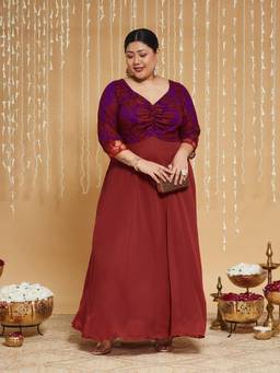 Miss Chase - A+ Curve Collection Plus Size Womens Purple Maxi Dress