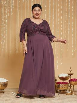 Miss Chase - A+ Curve Collection Plus Size Womens Mauve Maxi Dress