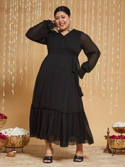 Miss Chase - A+ Curve Collection Plus Size Womens Black Sequined Maxi Dress