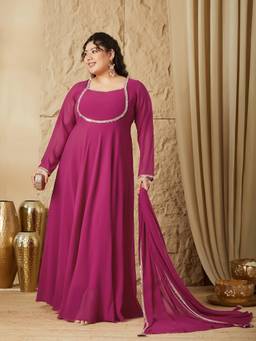 Miss Chase - A+ Curve Collection Plus Size Womens Pink Ethnic Dress