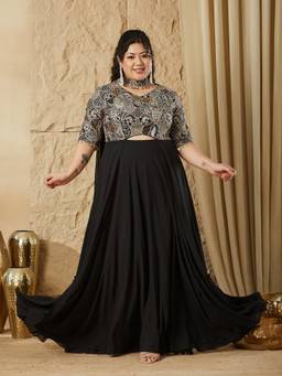 Miss Chase - A+ Curve Collection Plus Size Womens Black Dress