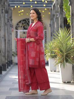 Autumnlane - Surbhi Vermi Cotton Farshi Kurta And Pant With Dupatta