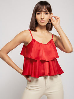 RSVP by Nykaa Fashion - Red Solid Strappy Top
