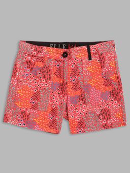 Elle Kids - Girls Coral Printed Shorts
