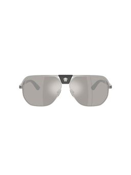 VERSACE - Men Uv Protected Silver Lens Square Sunglasses -0Ve229410006G61 (61)