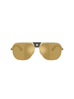 VERSACE - Men Uv Protected Gold Lens Square Sunglasses -0Ve229410025A61 (61)