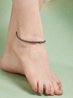 Zavya - Evil Eye Beads 925 Silver Anklets in Silver Chain - Single