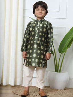 Readiprint - Green Printed Kurta with Pyjama (Set of 2)
