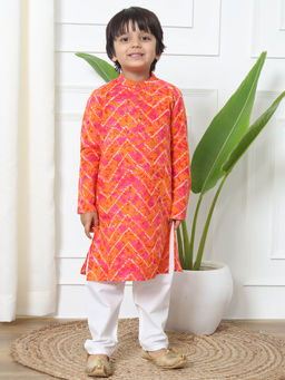 Readiprint - Orange Printed Kurta and Pyjama (Set of 2)