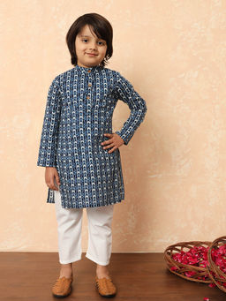 Readiprint - Blue Printed Kurta and Pyjama (Set of 2)