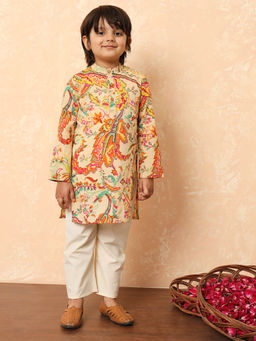 Readiprint - Beige Printed Kurta and Pyjama (Set of 2)