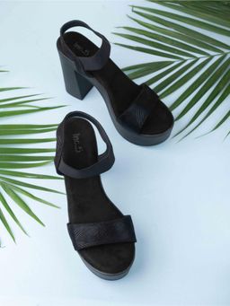 Inc.5 - Womens Black Party Wear Solid Round Toe Heels