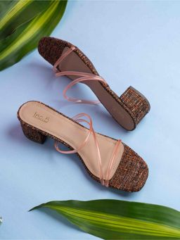 Inc.5 - Womens Tan Party Wear Striped Square Heels