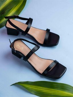 Inc.5 - Womens Black Party Wear Striped Square Heels