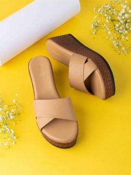 Inc.5 - Womens Beige Party Wear Solid Round Toe Wedge Heels