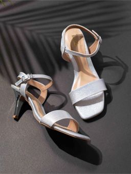 Inc.5 - Womens Silver Party Wear Solid Square Heels