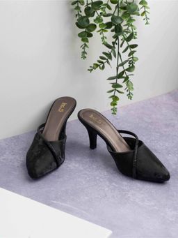 Inc.5 - Womens Black Party Wear Solid Pointed Mule Heels