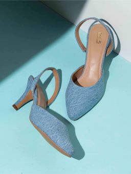 Inc.5 - Womens Blue Party Wear Solid Pointed Mule Heels