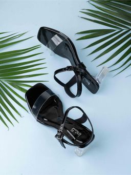 Inc.5 - Womens Black Party Wear Transparent Square Heels
