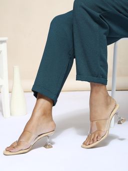 Inc.5 - Womens Beige Party Wear Transparent Spool Heels