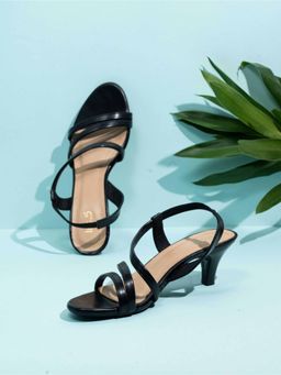 Inc.5 - Womens Black Party Wear Striped Round Toe Heels