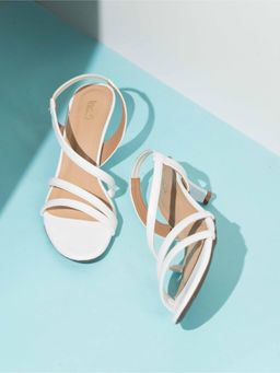 Inc.5 - Womens White Party Wear Striped Round Toe Heels
