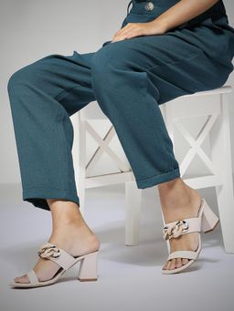 Inc.5 - Womens Beige Party Wear Solid Round Heels